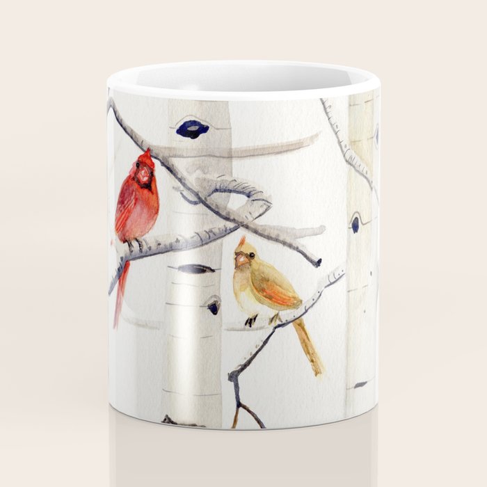 Birch Trees and Cardinal Coffee Mug Gallery Image 4