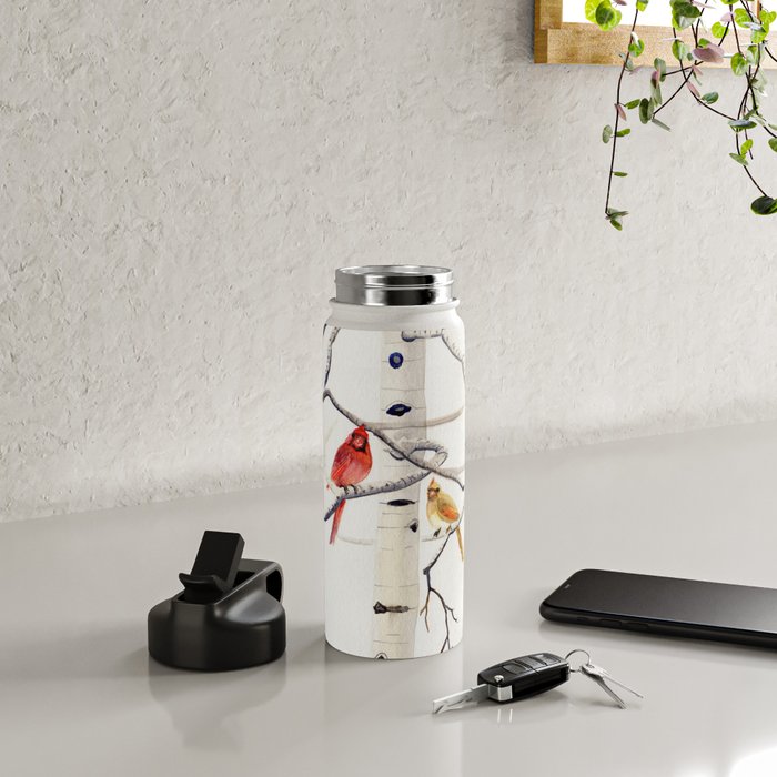 Birch Trees and Cardinal Water Bottle Gallery Image 4