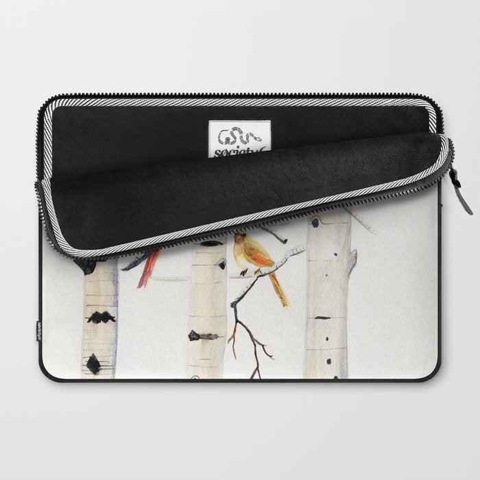 Birch Trees and Cardinal Laptop Sleeve Gallery Image 2