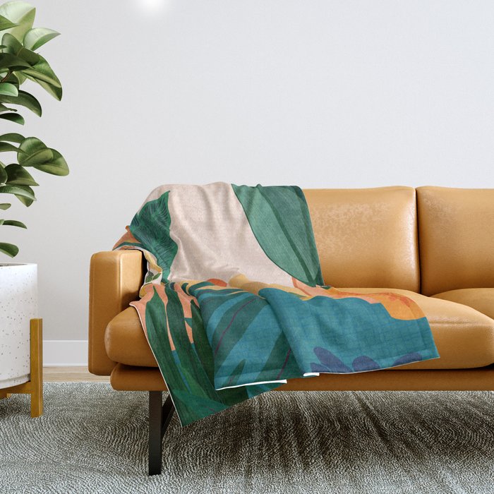 Santa Fe Oasis Desert Landscape with Plants Throw Blanket Gallery Image 1