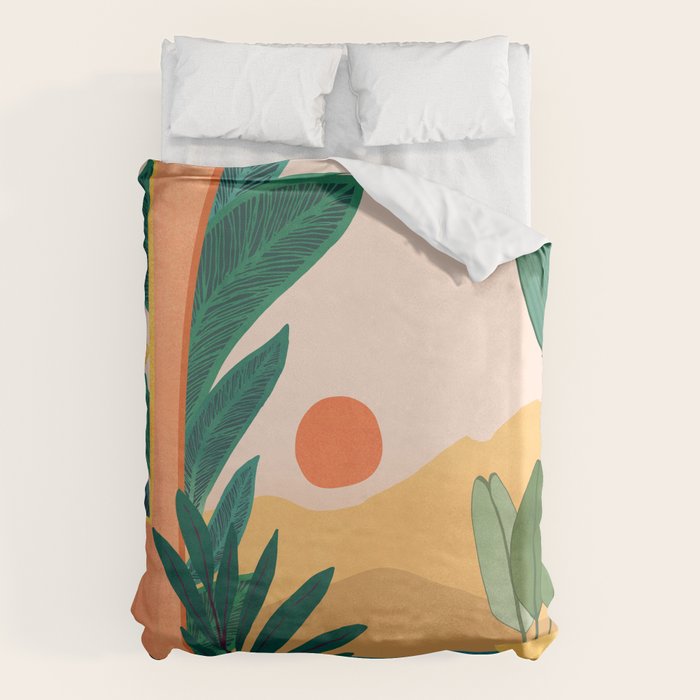 Santa Fe Oasis Desert Landscape with Plants Duvet Cover Gallery Image 1