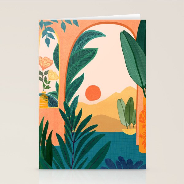 Santa Fe Oasis Desert Landscape with Plants Stationery Card Gallery Image 1