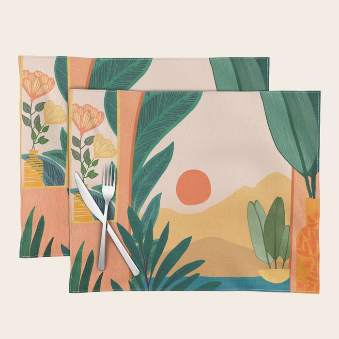 Santa Fe Oasis Desert Landscape with Plants Placemat Gallery Image 1