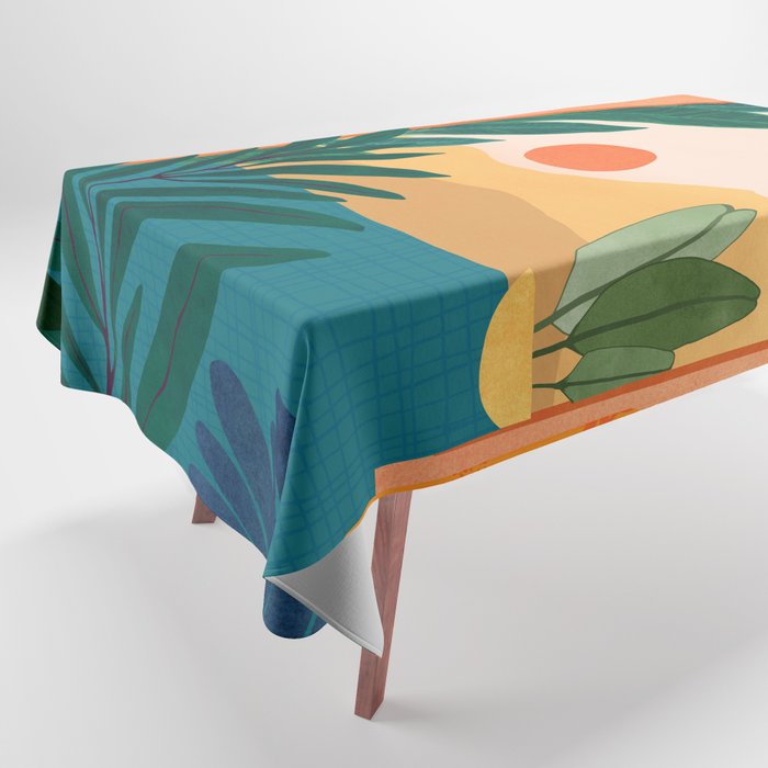 Santa Fe Oasis Desert Landscape with Plants Tablecloth Gallery Image 1