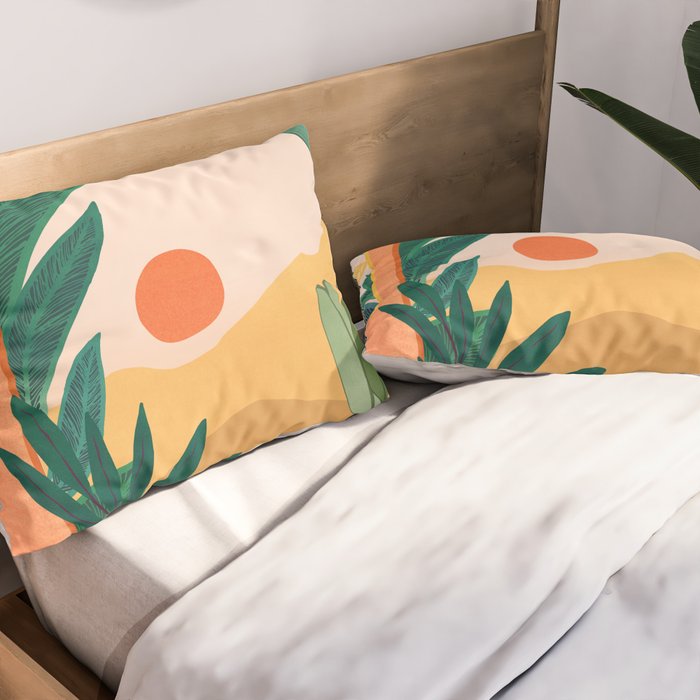 Santa Fe Oasis Desert Landscape with Plants Pillow Sham Gallery Image 2