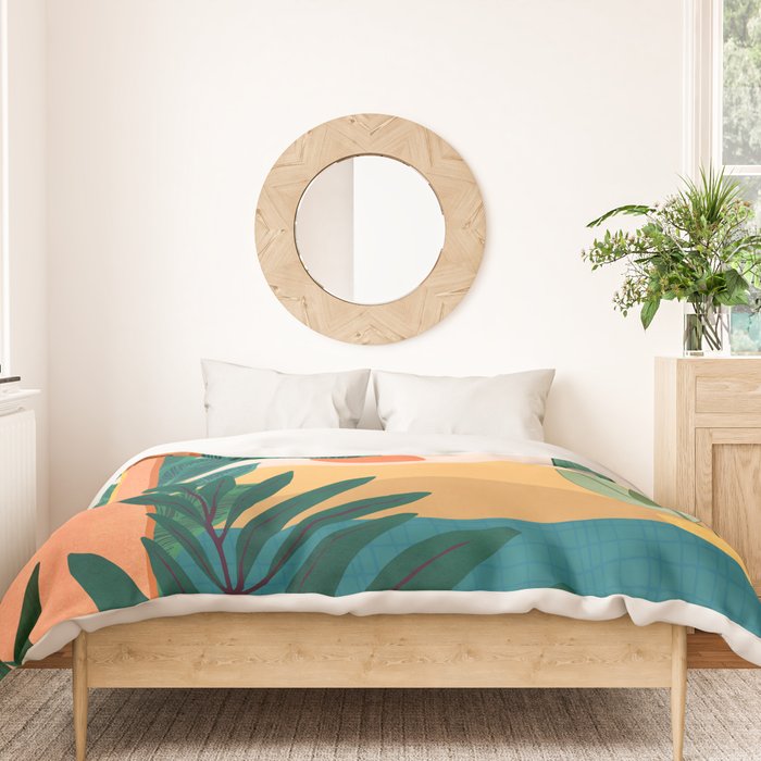 Santa Fe Oasis Desert Landscape with Plants Duvet Cover Gallery Image 3