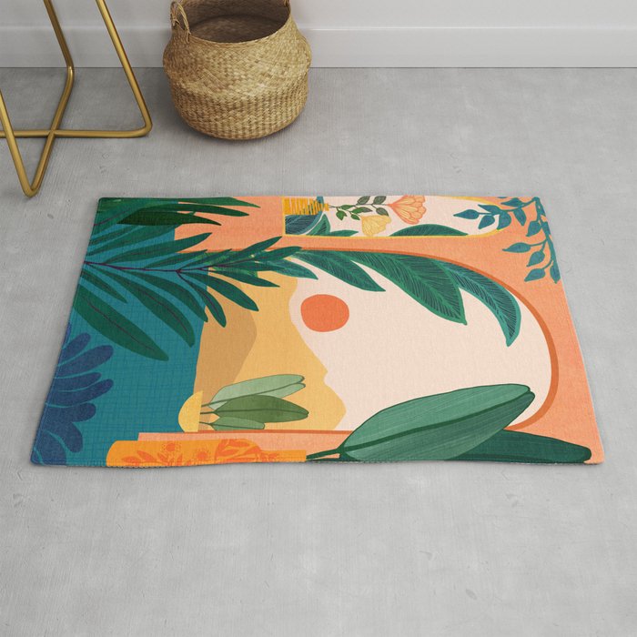 Santa Fe Oasis Desert Landscape with Plants Rug Gallery Image 1