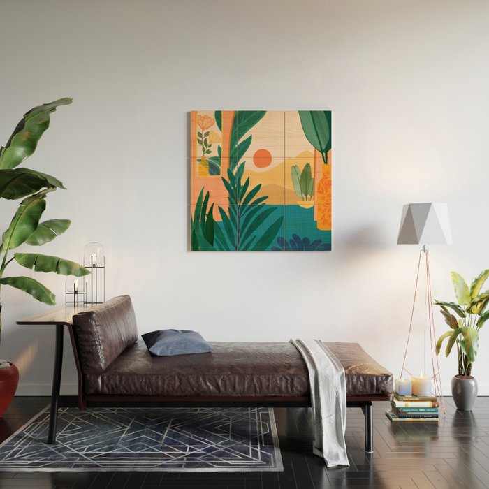Santa Fe Oasis Desert Landscape with Plants Wood Wall Art Gallery Image 2