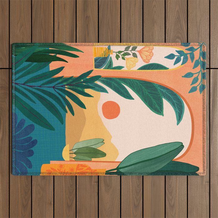 Santa Fe Oasis Desert Landscape with Plants Outdoor Rug Gallery Image 1