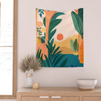 Santa Fe Oasis Desert Landscape with Plants Wall Tapestry Gallery Image 2