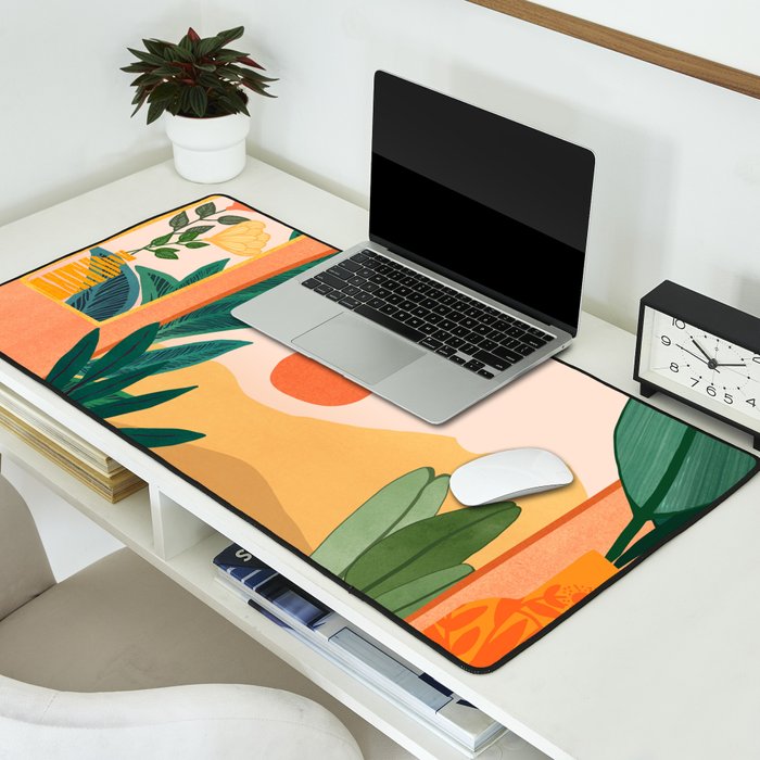 Santa Fe Oasis Desert Landscape with Plants Desk Mat Gallery Image 2