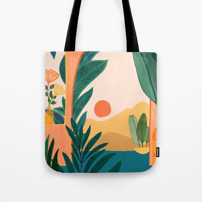 Santa Fe Oasis Desert Landscape with Plants Tote Bag Gallery Image 1