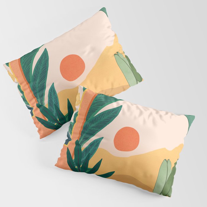 Santa Fe Oasis Desert Landscape with Plants Pillow Sham Gallery Image 1