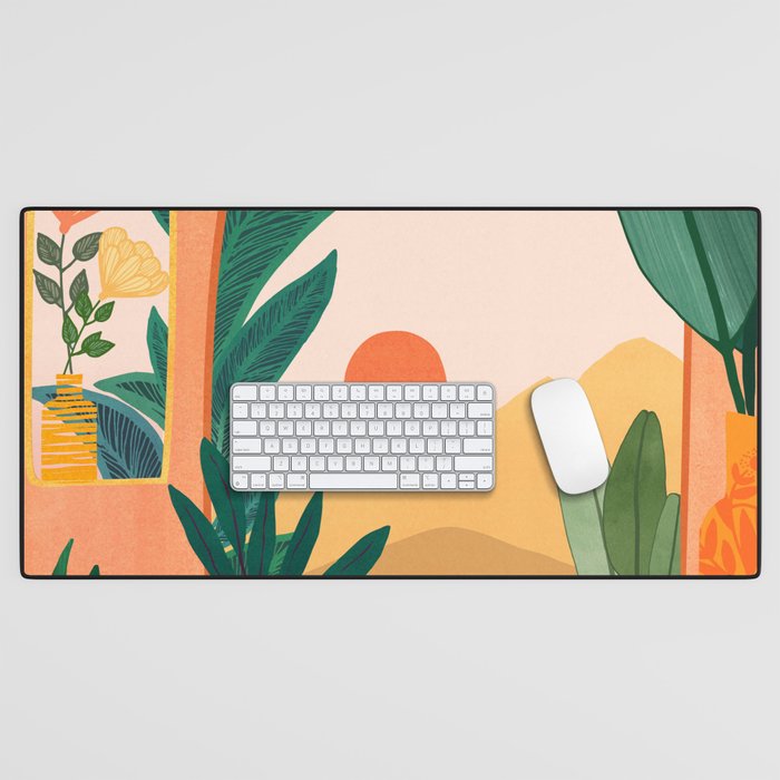 Santa Fe Oasis Desert Landscape with Plants Desk Mat Gallery Image 1