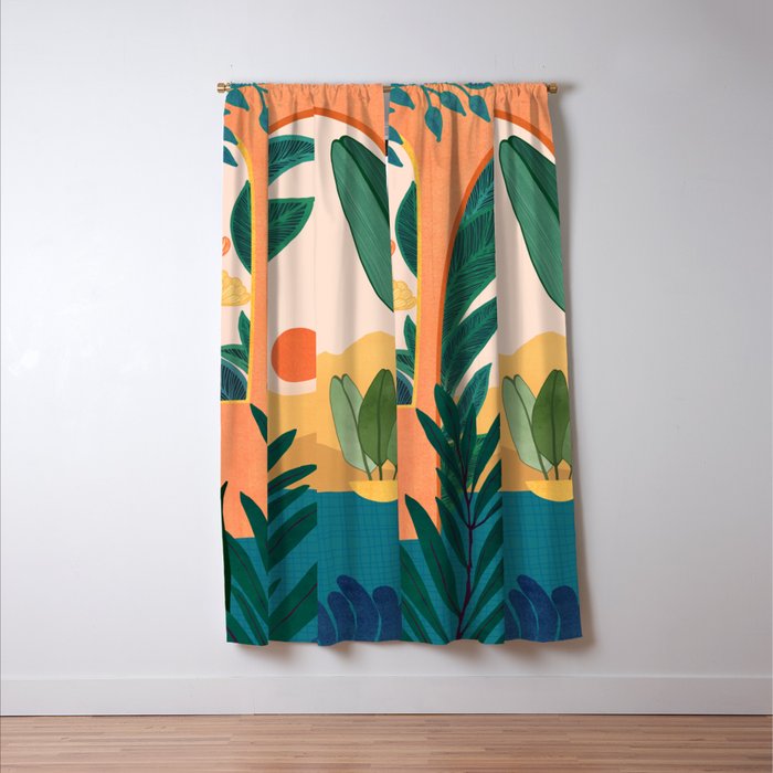 Santa Fe Oasis Desert Landscape with Plants Window Curtain Gallery Image 3