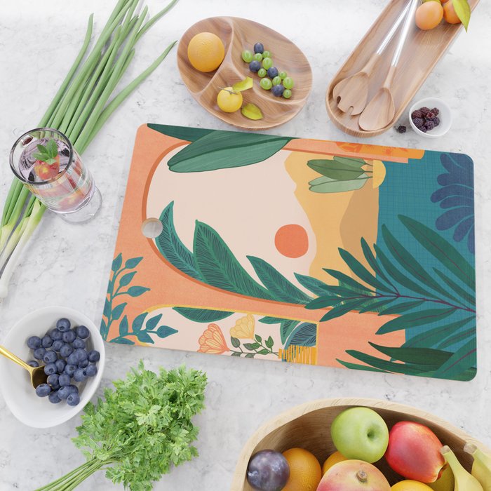 Santa Fe Oasis Desert Landscape with Plants Cutting Board Gallery Image 2