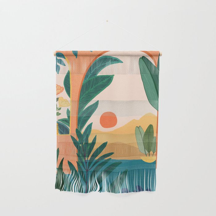 Santa Fe Oasis Desert Landscape with Plants Wall Hanging Gallery Image 1