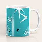 Vintage 1950s Boomerangs Stars Teal Coffee Mug Gallery Image 1