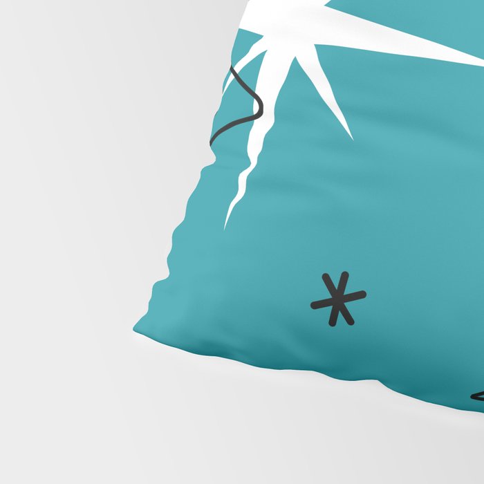 Vintage 1950s Boomerangs Stars Teal Pillow Sham Gallery Image 4