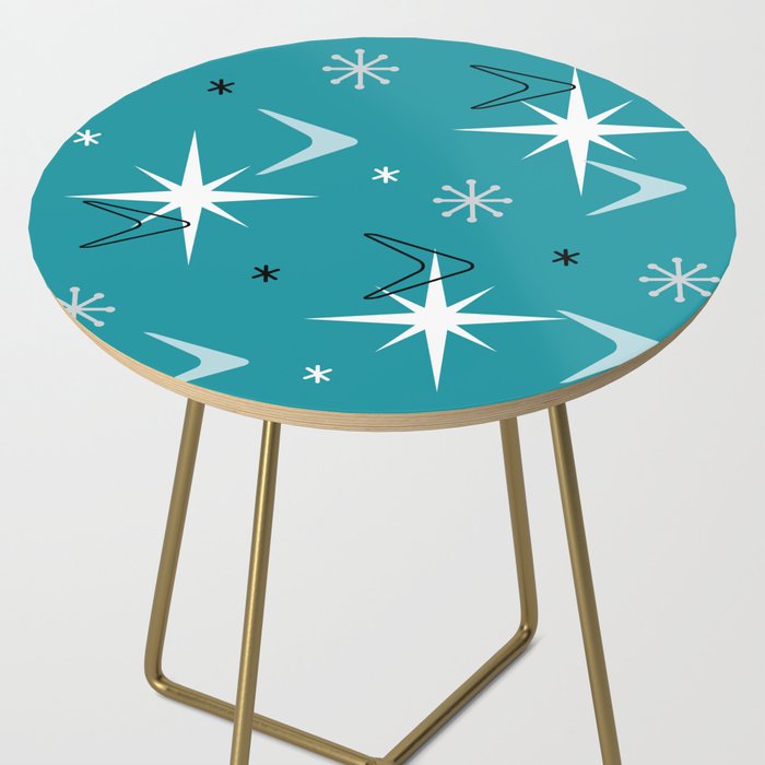 Vintage 1950s Boomerangs Stars Teal Side Table Gallery Image 2