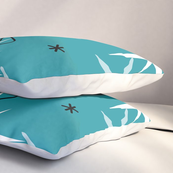 Vintage 1950s Boomerangs Stars Teal Pillow Sham Gallery Image 3