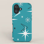 Vintage 1950s Boomerangs Stars Teal iPhone Case Gallery Image 1
