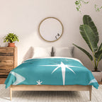 Vintage 1950s Boomerangs Stars Teal Comforter Gallery Image 3