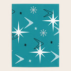 Vintage 1950s Boomerangs Stars Teal Poster Gallery Image 4