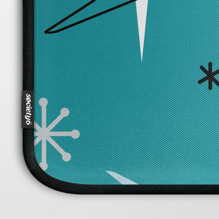 Vintage 1950s Boomerangs Stars Teal Laptop Sleeve Gallery Image 3