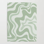 Retro Liquid Swirl Abstract Pattern Sage Poster Gallery Image 4
