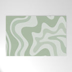 Retro Liquid Swirl Abstract Pattern Sage Welcome Mat Gallery Image 1