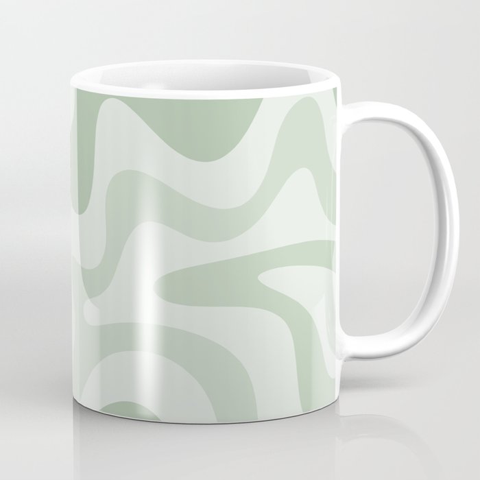 Retro Liquid Swirl Abstract Pattern Sage Coffee Mug Gallery Image 1