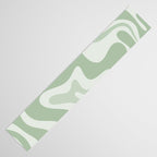 Retro Liquid Swirl Abstract Pattern Sage Table Runner Gallery Image 3