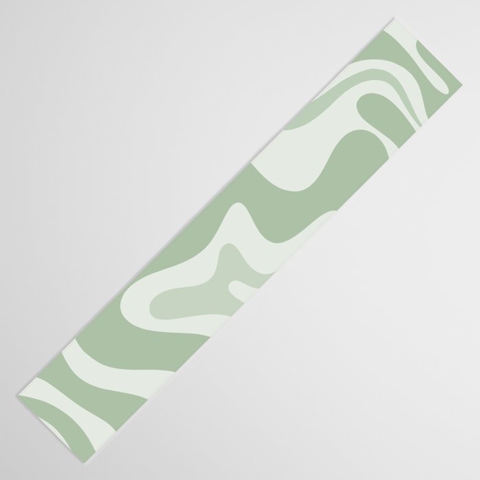 Retro Liquid Swirl Abstract Pattern Sage Table Runner Gallery Image 3