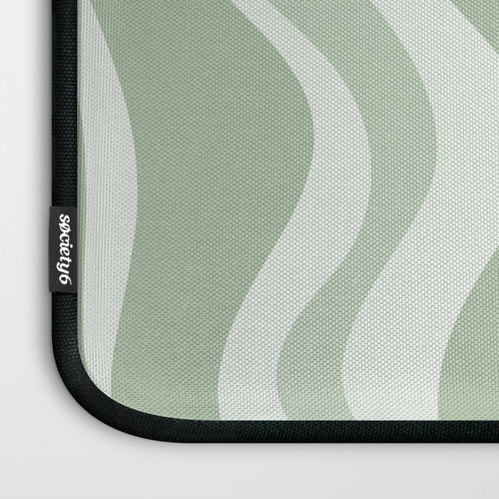 Retro Liquid Swirl Abstract Pattern Sage Laptop Sleeve Gallery Image 3