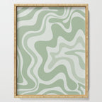 Retro Liquid Swirl Abstract Pattern Sage Serving Tray Gallery Image 1