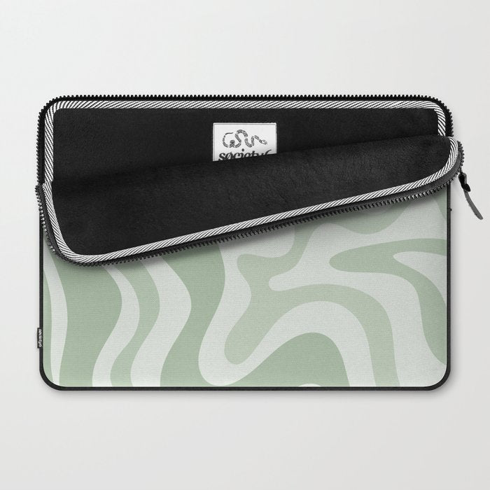 Retro Liquid Swirl Abstract Pattern Sage Laptop Sleeve Gallery Image 2