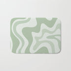 Retro Liquid Swirl Abstract Pattern Sage Bath Mat Gallery Image 1