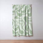 Retro Liquid Swirl Abstract Pattern Sage Window Curtain Gallery Image 3