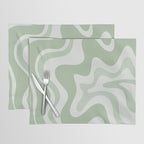 Retro Liquid Swirl Abstract Pattern Sage Placemat Gallery Image 1