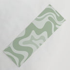Retro Liquid Swirl Abstract Pattern Sage Yoga Mat Gallery Image 1