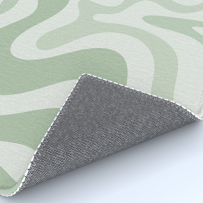 Retro Liquid Swirl Abstract Pattern Sage Rug Gallery Image 4