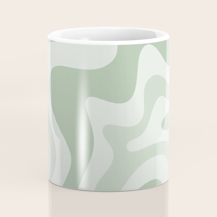 Retro Liquid Swirl Abstract Pattern Sage Coffee Mug Gallery Image 4