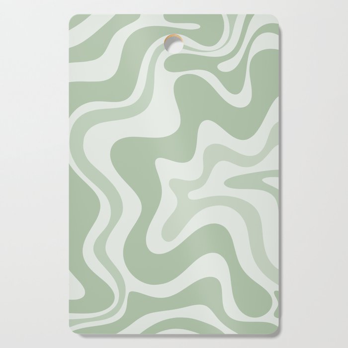 Retro Liquid Swirl Abstract Pattern Sage Cutting Board Gallery Image 1