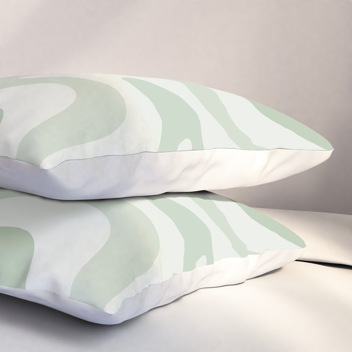 Retro Liquid Swirl Abstract Pattern Sage Pillow Sham Gallery Image 3