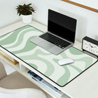 Retro Liquid Swirl Abstract Pattern Sage Desk Mat Gallery Image 2
