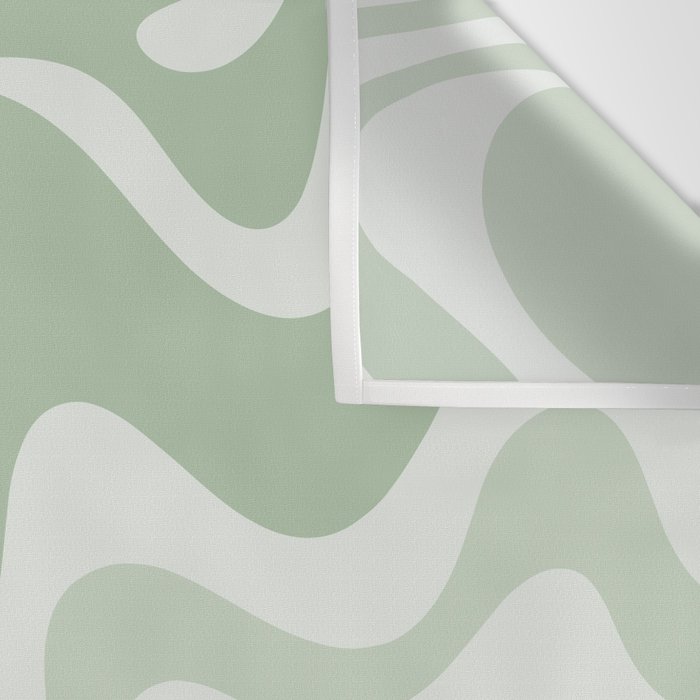Retro Liquid Swirl Abstract Pattern Sage Wall Tapestry Gallery Image 3
