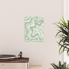 Retro Liquid Swirl Abstract Pattern Sage Poster Gallery Image 2