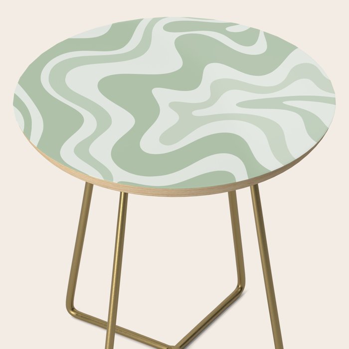 Retro Liquid Swirl Abstract Pattern Sage Side Table Gallery Image 2