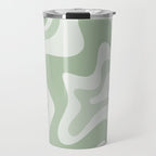Retro Liquid Swirl Abstract Pattern Sage Travel Mug Gallery Image 1